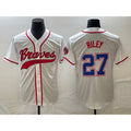 BlackjerseyAtlanta Braves #27 Austin Riley White  Cool Base With Patch Stitched Jersey 2