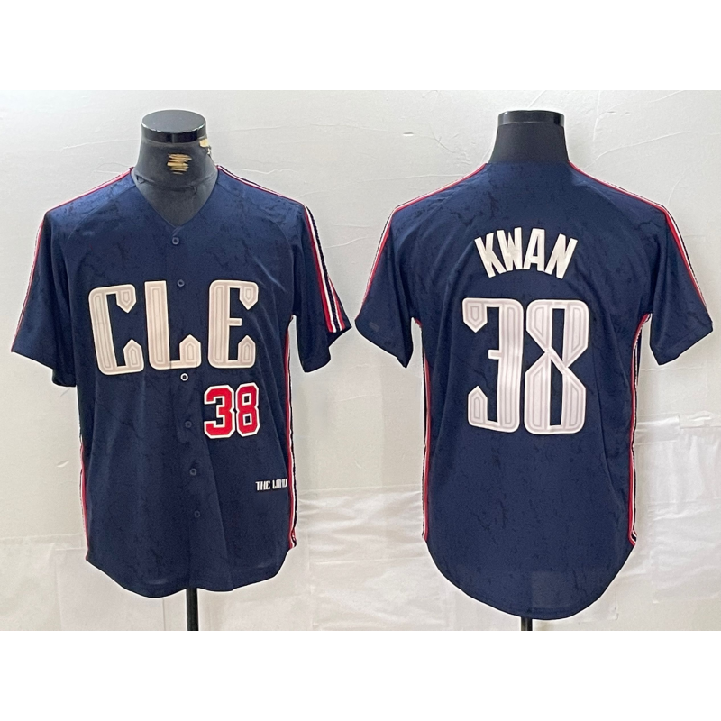 BlackjerseyCleveland Guardians #38 Steven Kwan Number Navy  2024 City Connect Limited Stitched Jersey