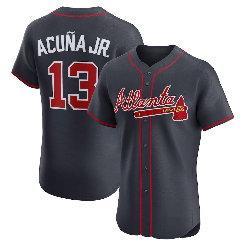 BlackjerseyAtlanta Braves #13 Ronald Acu?a Jr. Navy  Alternate Elite Jersey