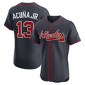 BlackjerseyAtlanta Braves #13 Ronald Acu?a Jr. Navy  Alternate Elite Jersey