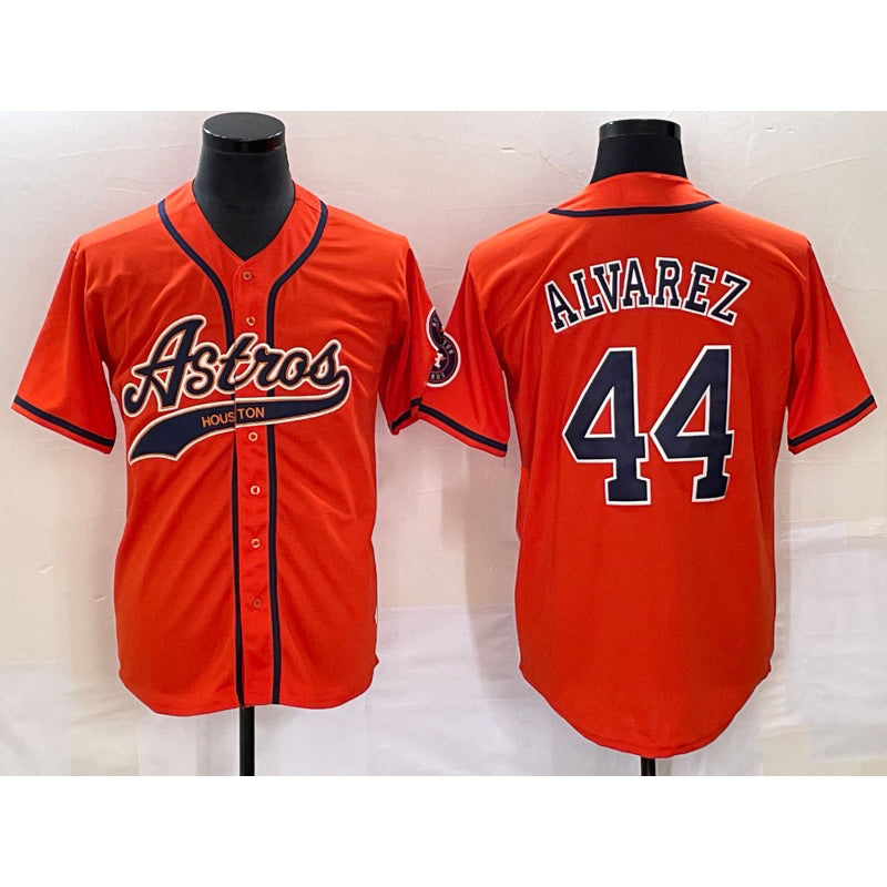 Blackjersey Houston Astros #44 Yordan Alvarez Orange  With Patch Cool Base Stitched Jersey