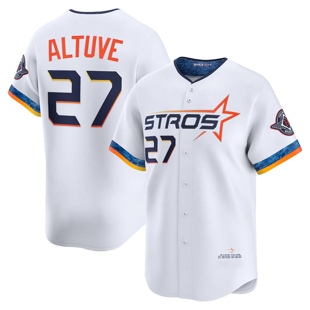 Blackjersey Houston Astros #27 Jose Altuve White  2025 City Connect Limited Player Jersey