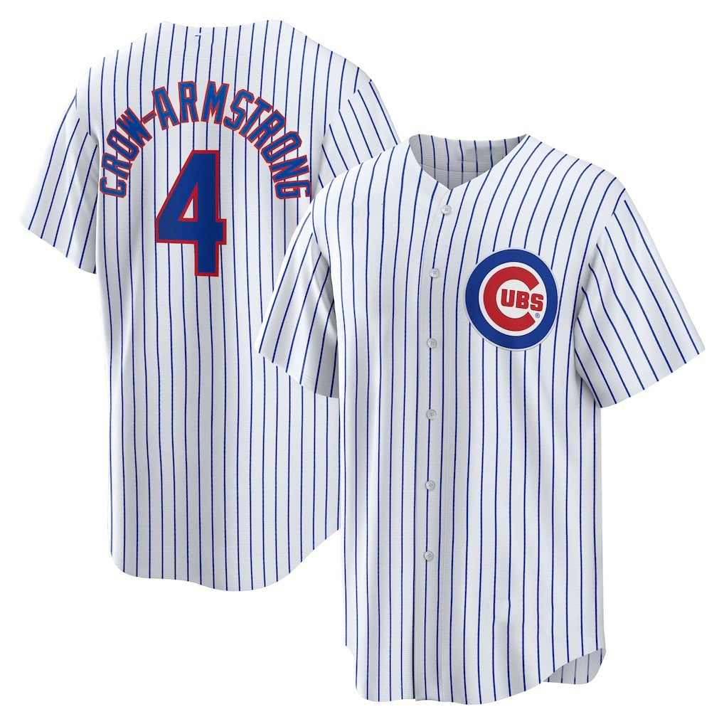 BlackjerseyChicago Cubs #4 Pete Crow-Armstrong White  Home Replica Jersey