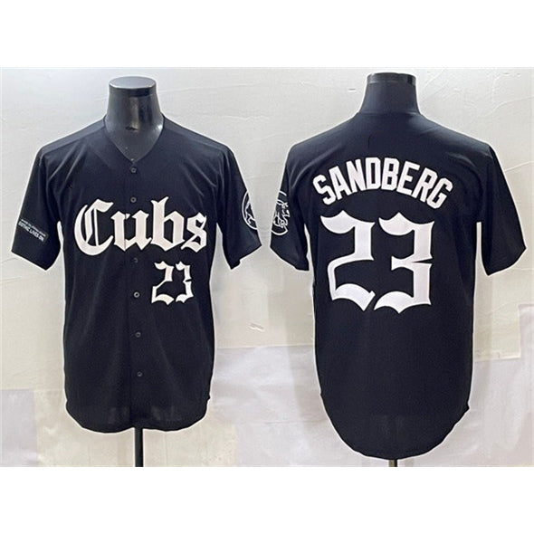 BlackjerseyChicago Cubs #23 Ryne Sandberg Black  'Gothic North Side Edition' Vapor Premier Limited Stitched Jersey