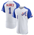 BlackjerseyAtlanta Braves #1 Ozzie Albies White  2023 City Connect Flex Base Stitched Jersey