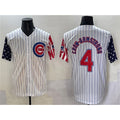 BlackjerseyChicago Cubs #4 Pete Crow-Armstrong White  Pinstripe 2025 Independence Day Vapor Premier Limited Stitched Jersey