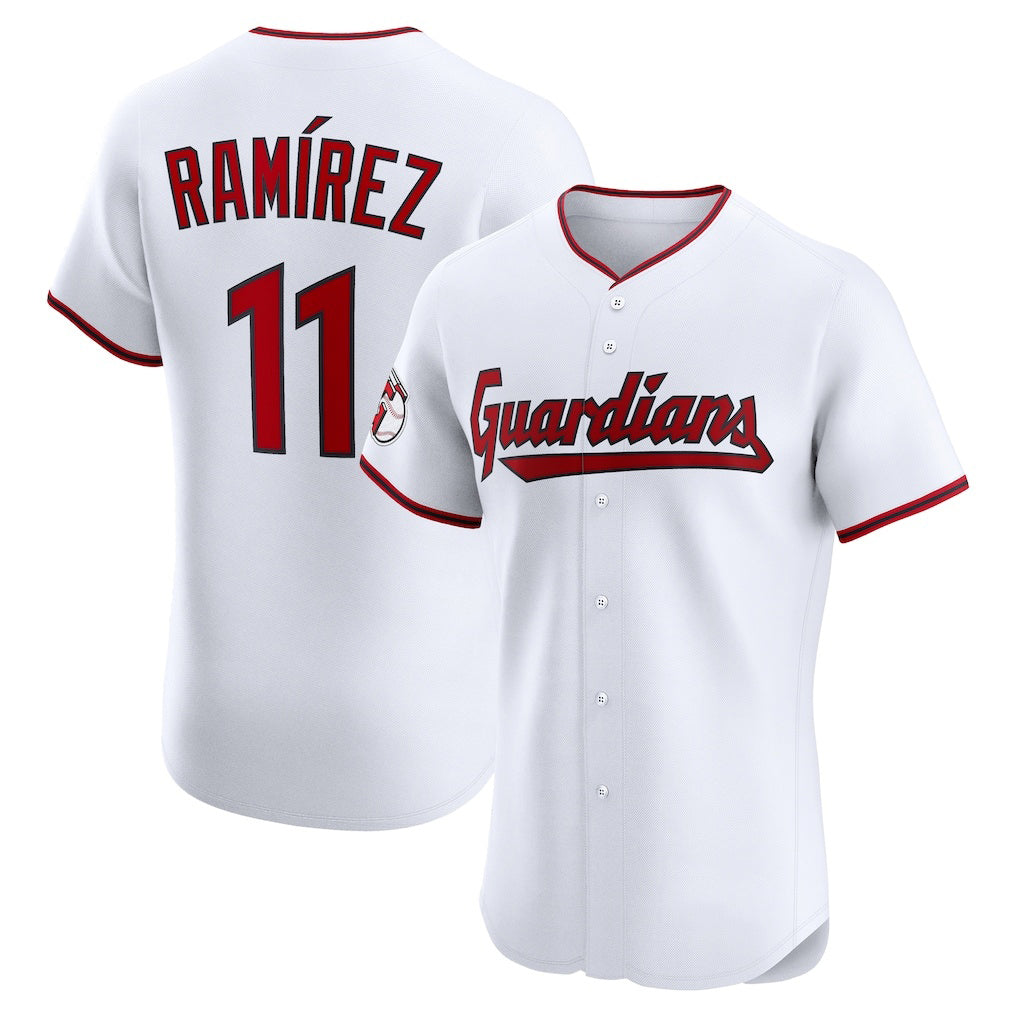 BlackjerseyCleveland Guardians #11 Jos¨¦ Ram¨ªrez White  Home Elite Jersey