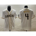 BlackjerseyArizona Diamondbacks #4 Ketel Marte White  Gold Cool Base Stitched Jersey