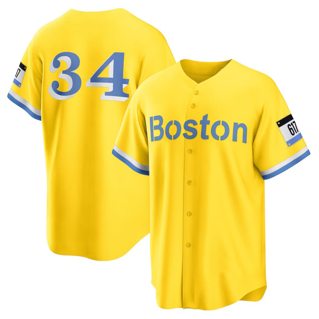 BlackjerseyBoston Red Sox #34 David Ortiz Gold  Retired Player City Connect Replica Jersey