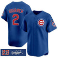 BlackjerseyChicago Cubs #2 Nico Hoerner Royal  'Ryne Sandberg Tribute' Vapor Limited V3 Stitched Jersey