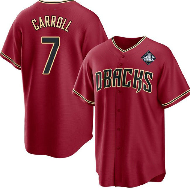 BlackjerseyArizona Diamondbacks #7 Corbin Carroll Red  2023 World Series Cool Base Stitched Jersey