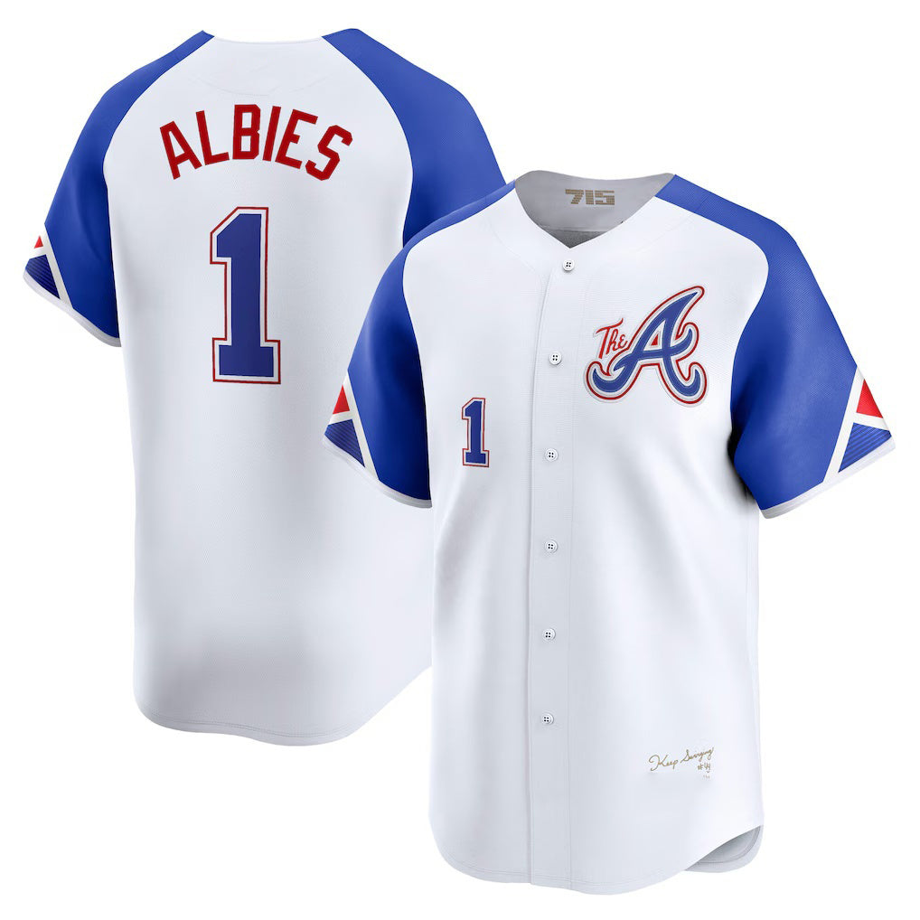 BlackjerseyAtlanta Braves #1 Ozzie Albies White  City Connect Limited Player Jersey