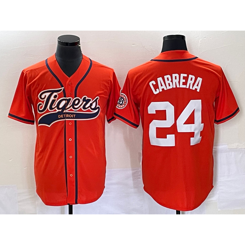 Blackjersey Detroit Tigers #24 Miguel Cabrera Orange  Cool Base Stitched Jersey