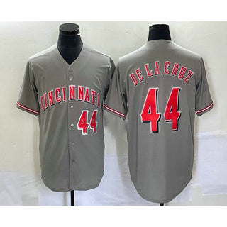 Blackjersey Cincinnati Reds #44 Elly De La Cruz Number Grey  Cool Base Stitched Jersey