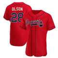 BlackjerseyAtlanta Braves #28 Matt Olson Red  Flex Base Stitched Jersey