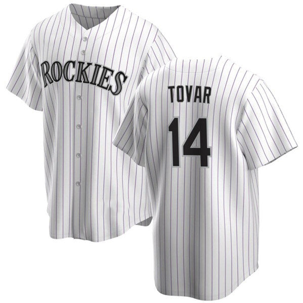 BlackjerseyColorado Rockies #14 Ezequiel Tovar White  Cool Base Stitched Jersey