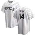 BlackjerseyColorado Rockies #14 Ezequiel Tovar White  Cool Base Stitched Jersey