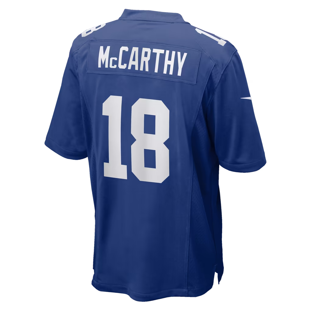 Blackjersey  NY.Giants #18 J.J. McCarthy Royal Team Game Jersey