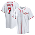 Blackjersey Cincinnati Reds #7 Spencer Steer White  Home Replica Jersey