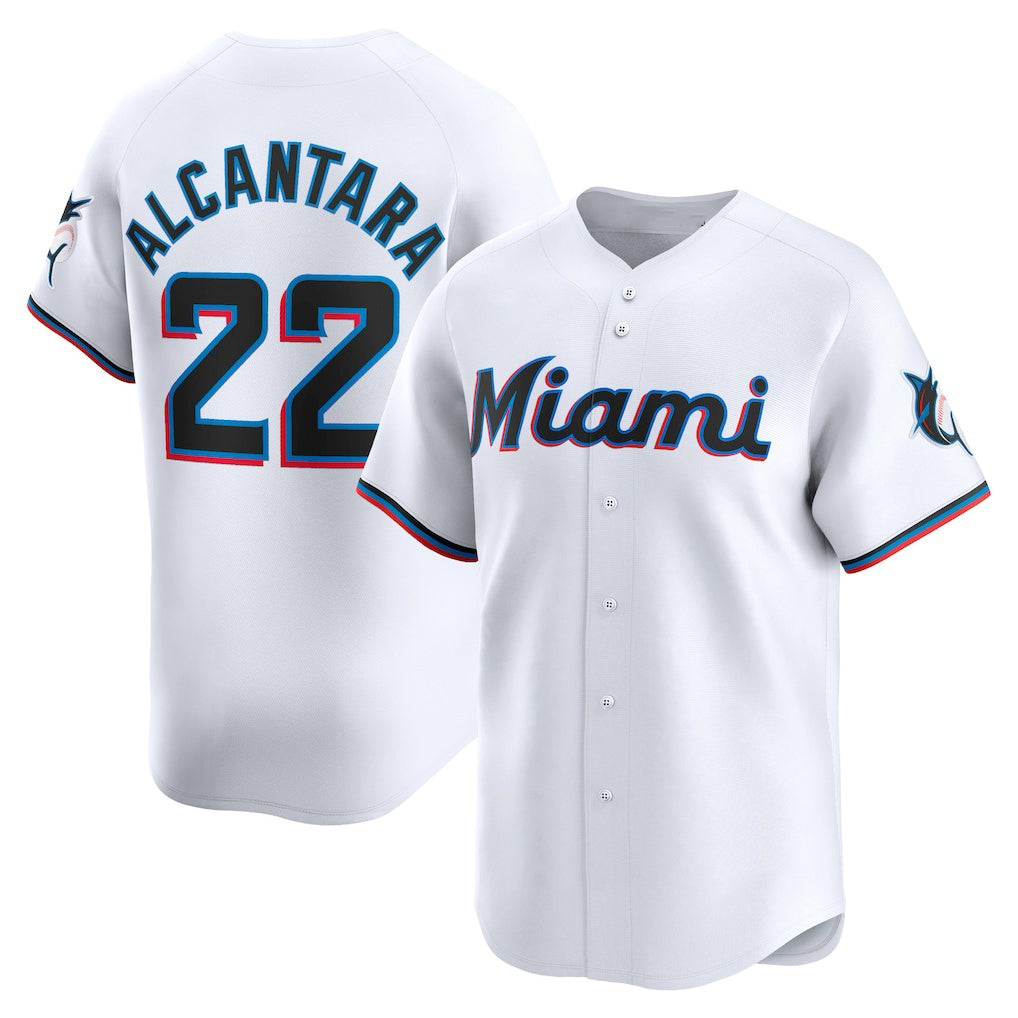 Blackjersey  Miami Marlins #22 Sandy Alcantara White  Home Limited Player Jersey
