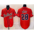 Blackjersey Detroit Tigers #28 Javier B¨¢ez Orange  With Patch Vapor Premier Limited Stitched Jersey