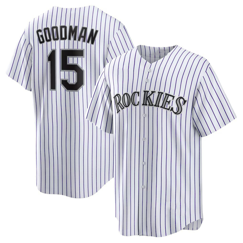BlackjerseyColorado Rockies #15 Hunter Goodman White  Home Replica Jersey