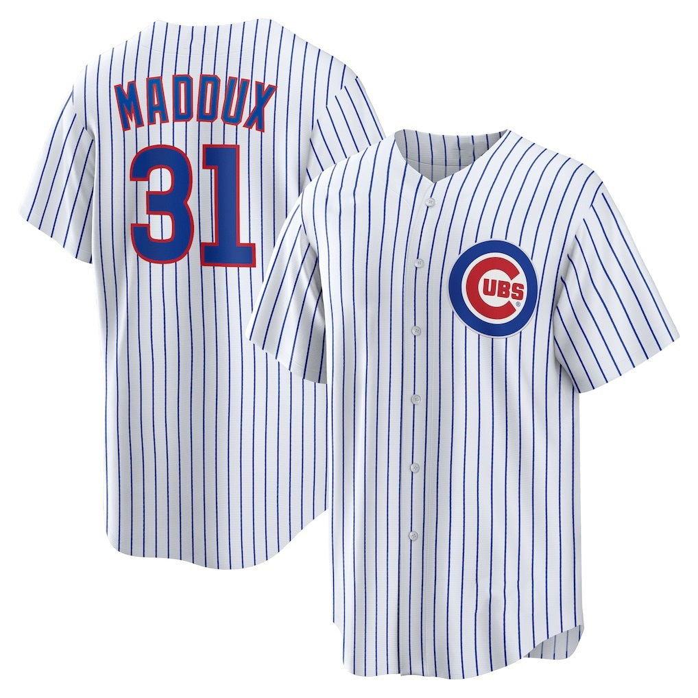 BlackjerseyChicago Cubs #31 Greg Maddux White  Home Retired Player Replica Jersey