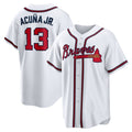 BlackjerseyAtlanta Braves #13 Ronald Acuna Jr. White  Home Replica Player Name Jersey