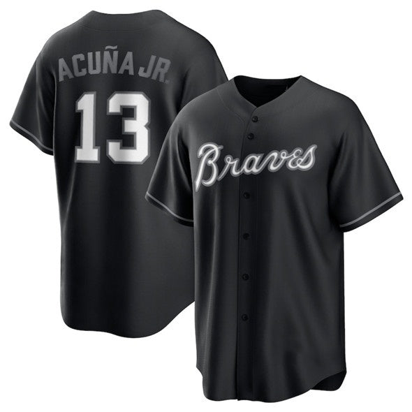 BlackjerseyAtlanta Braves #13 Ronald Acuna Jr. Black  Lights Out Limited Stitched Jersey