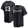 BlackjerseyAtlanta Braves #13 Ronald Acuna Jr. Black  Lights Out Limited Stitched Jersey