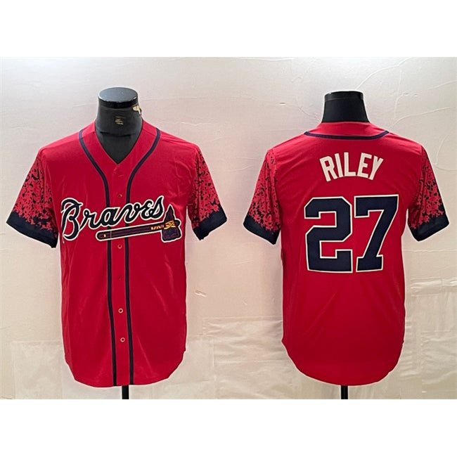 BlackjerseyAtlanta Braves #27 Austin Riley Red  City Connect Cool Base Stitched Jersey