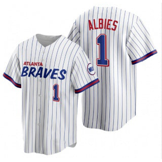 BlackjerseyAtlanta Braves #1 Ozzie Albies White  2021 City Connect Stitched Jersey