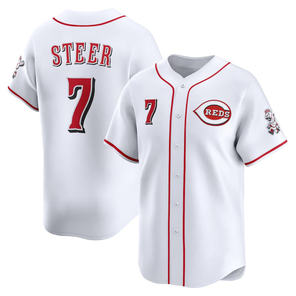 Blackjersey Cincinnati Reds #7 Spencer Steer White  Home Limited Player Jersey