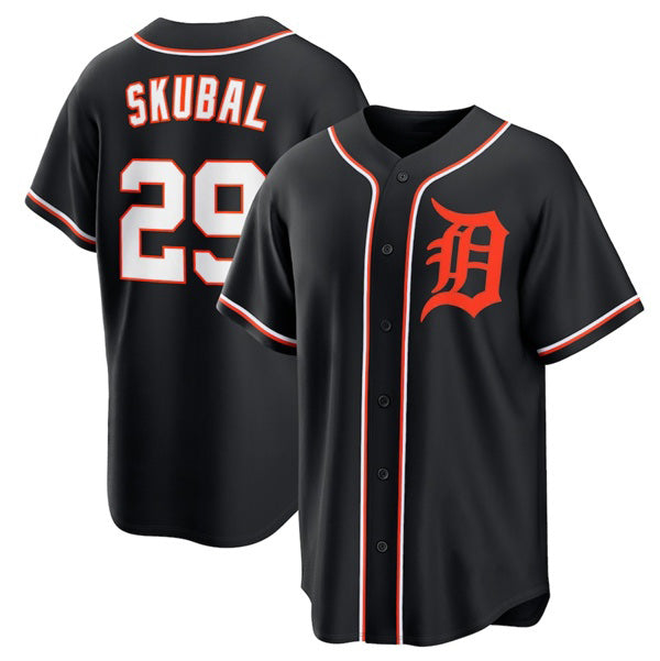 Blackjersey Detroit Tigers #29 Tarik Skubal Black  Out Stitched Jersey